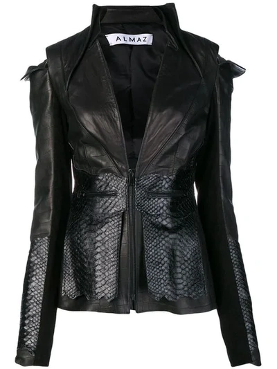 Shop Almaz Snakeskin Effect Jacket - Black