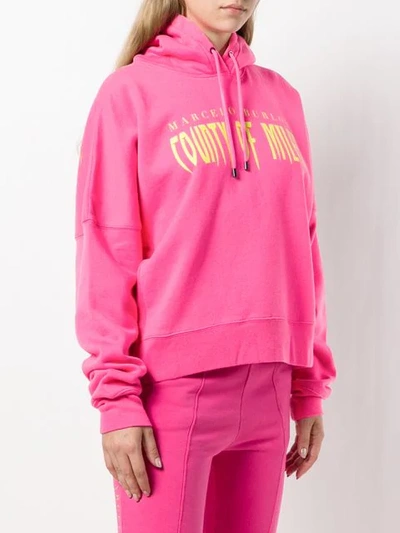 Shop Marcelo Burlon County Of Milan Logo Print Hoodie In Pink