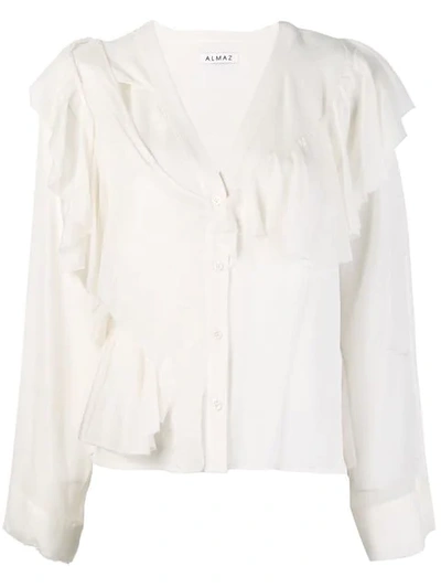Shop Almaz Ruffled Details Shirt - White
