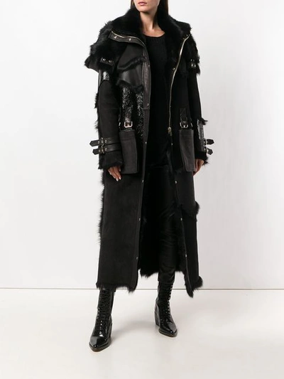 Shop Almaz Fur Inserts Midi Coat In Black