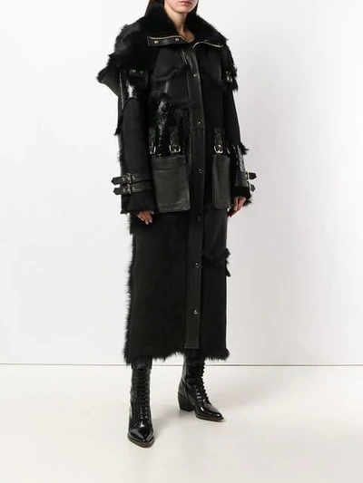 Shop Almaz Fur Inserts Midi Coat In Black