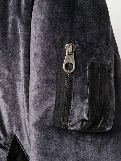 Shop Almaz Zipped Velvet Bomber Jacket - Grey