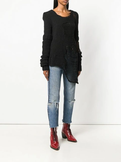 Shop Almaz Open Knit Panel Jumper - Black