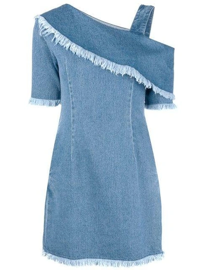Shop Sjyp One Sleeve Denim Dress - Blue