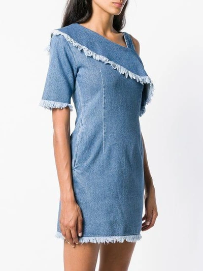 Shop Sjyp One Sleeve Denim Dress - Blue
