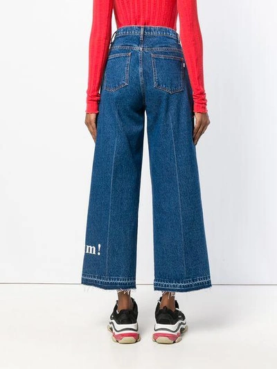 Shop Msgm Cropped Wide Leg Jeans In Blue