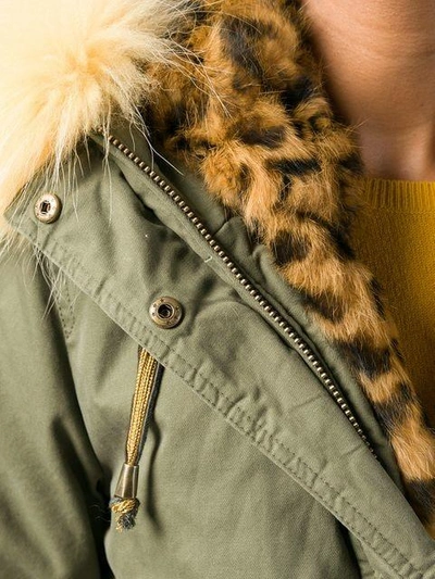 Shop Alessandra Chamonix Leopard Print Fur Parka - Green