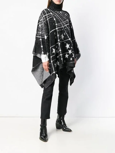 Shop Saint Laurent Constellation Knitted Poncho In Black