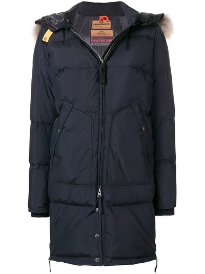 Shop Parajumpers Fur Hood Padded Coat In Blue