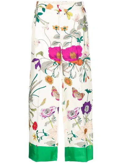 Shop Gucci Floral Palazzo Pants - Neutrals