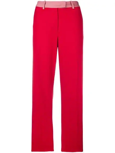 Shop Pinko Contrast Waistband Trousers In Red