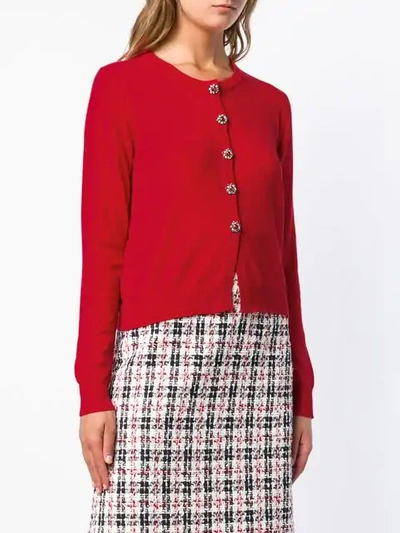 Shop Pinko Round Neck Cardigan In Red