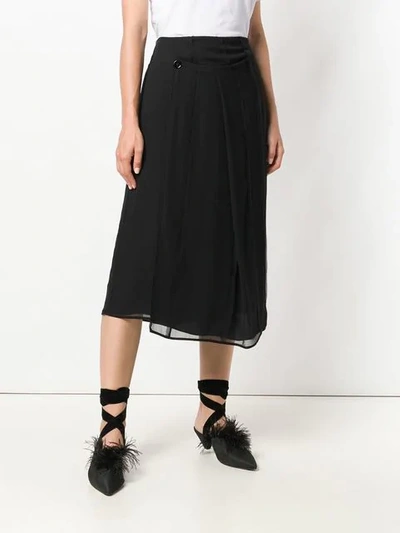 Shop Carven Pleated Wrap Skirt In Black