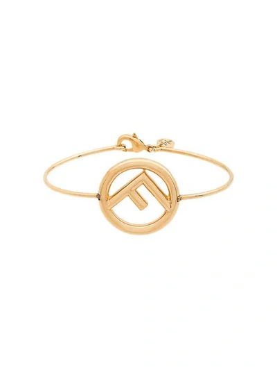 Shop Fendi F-logo Bangle Bracelet In Metallic