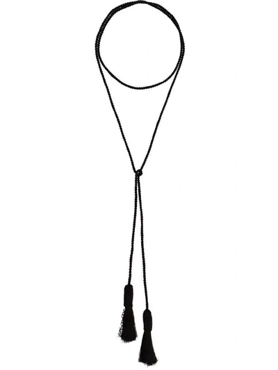 Shop Saint Laurent Tassel Wrap Necklace - Black