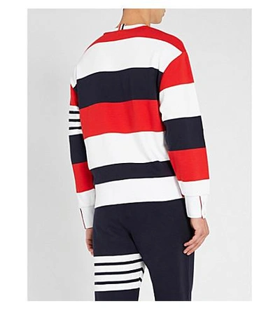 Shop Thom Browne Contrast-stripe Cotton-jersey Sweatshirt In Multicolour
