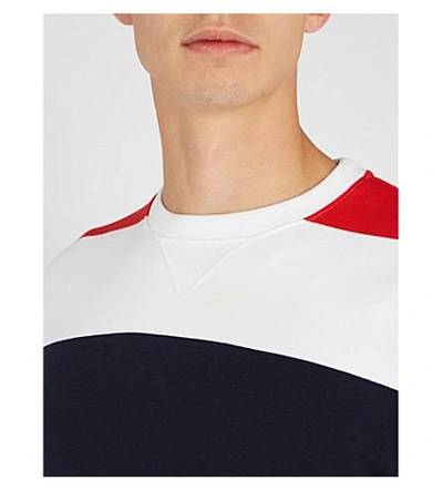 Shop Thom Browne Contrast-stripe Cotton-jersey Sweatshirt In Multicolour