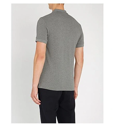 Shop Burberry Hartford Checked Cotton-piqué Polo Shirt In Mid Grey
