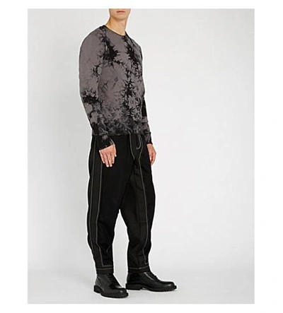 Shop Helmut Lang Tie-dye Cotton-jersey Sweatshirt In Grey Black