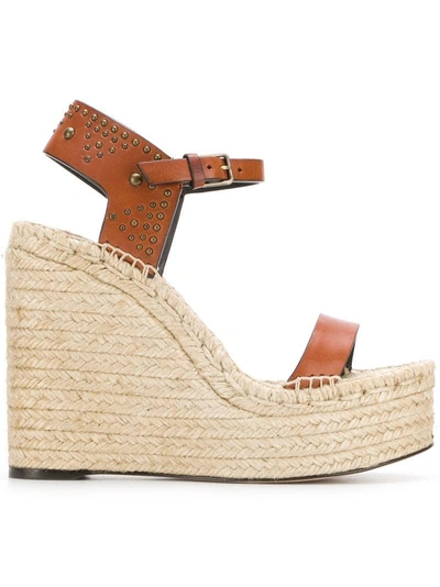 Shop Saint Laurent Wedge Espadrille Sandals - Farfetch In Brown