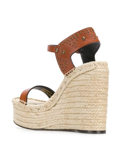 Shop Saint Laurent Wedge Espadrille Sandals - Farfetch In Brown