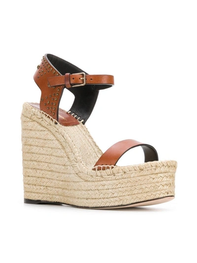 Shop Saint Laurent Wedge Espadrille Sandals - Farfetch In Brown