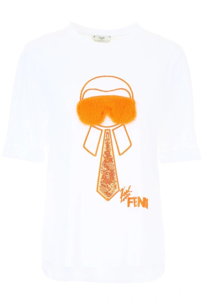 Shop Fendi Karlito T In White