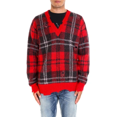 Shop Alexander Mcqueen Distressed Effect Sweater In Red