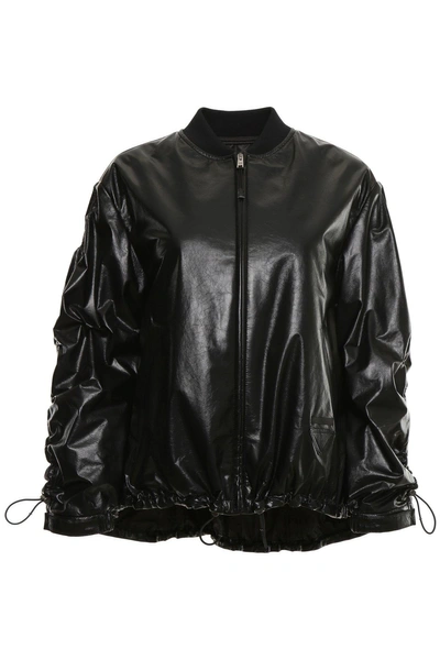 Shop Prada Gathered Bomber Jacket In Black