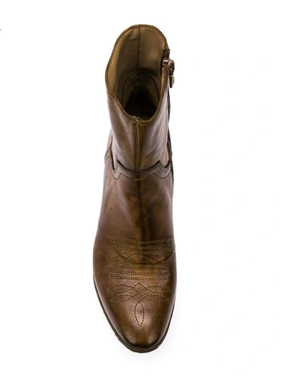 Shop Fauzian Jeunesse Cuban Heel Ankle Boots In Brown