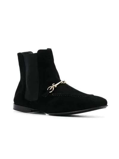 Shop Cesare Paciotti Chain Trim Boots - Black