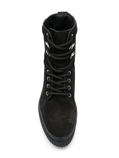 Tod's Round Toe Lace-up Boots In Black