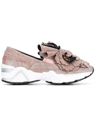 Shop Suecomma Bonnie Flower Embellished Sneakers - Metallic