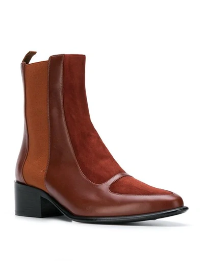 Shop Loewe Block Heel Ankle Boots In Brown