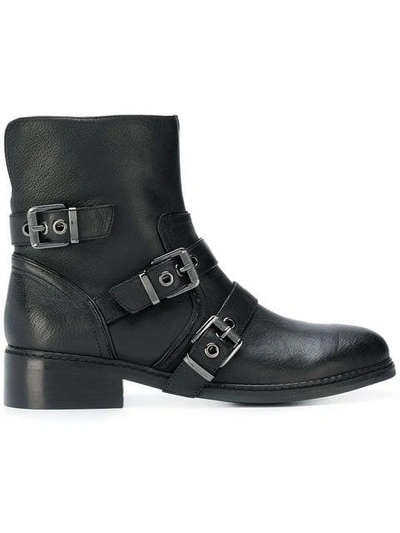 Shop Kendall + Kylie Buckled Cargo Boots In Black