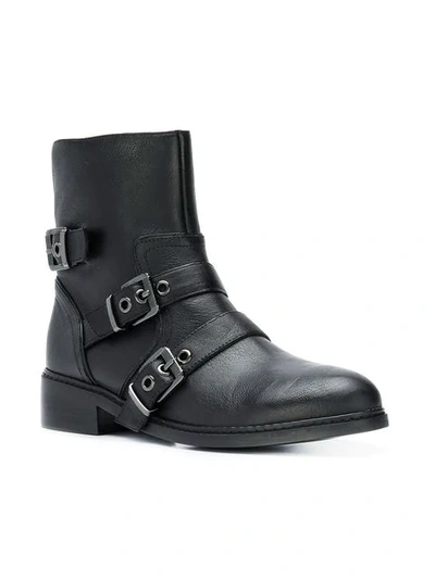 Shop Kendall + Kylie Buckled Cargo Boots In Black