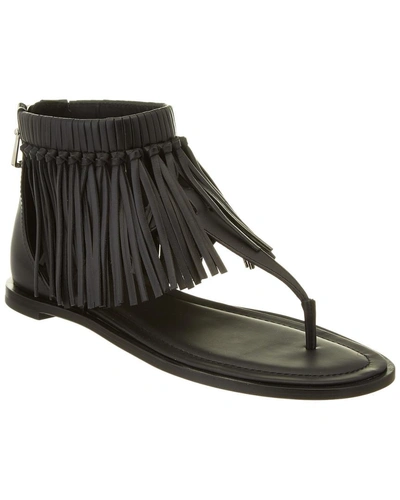 Shop Tod's Fringe Leather Sandal In Nocolor