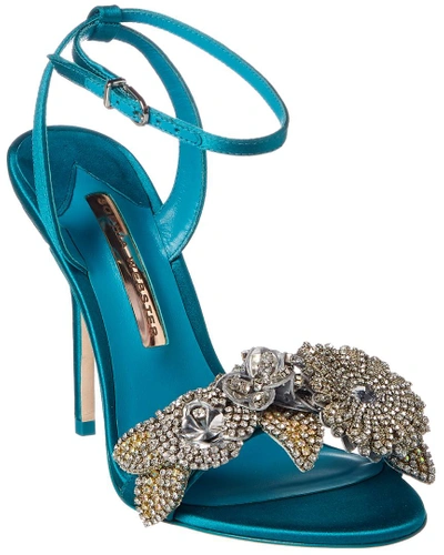 Shop Sophia Webster Lilico Crystal Satin Sandal In Blue