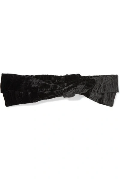 Shop Rosetta Getty Knotted Velvet Headband In Black