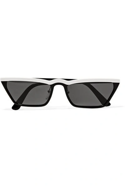 Shop Prada Cat-eye Two-tone Acetate Sunglasses In Black