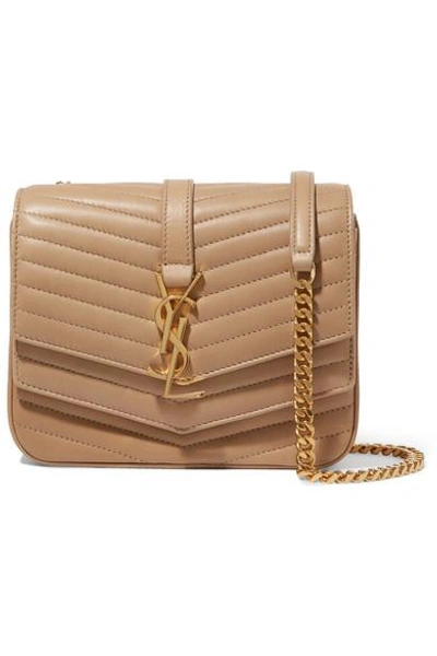 Shop Saint Laurent Sulpice Small Quilted Leather Shoulder Bag In Beige