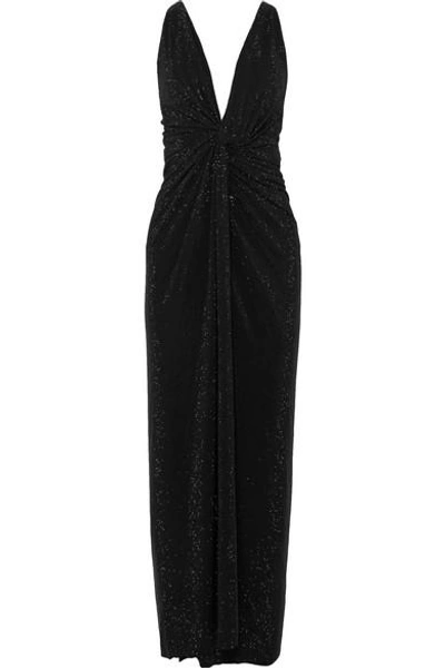 Shop Alexandre Vauthier Twisted Crystal-embellished Crepe Gown In Black