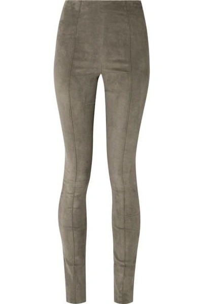 Shop The Row Hailen Suede Leggings In Brown