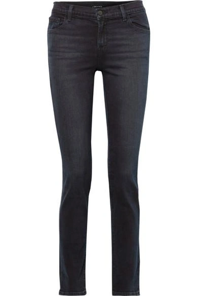 Shop J Brand Maude Mid-rise Slim-leg Jeans In Dark Denim