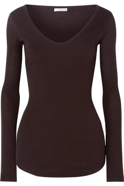 Shop James Perse Ribbed Cotton-jersey Top In Purple