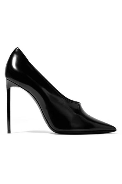 Shop Saint Laurent Teddy Patent-leather Pumps In Black