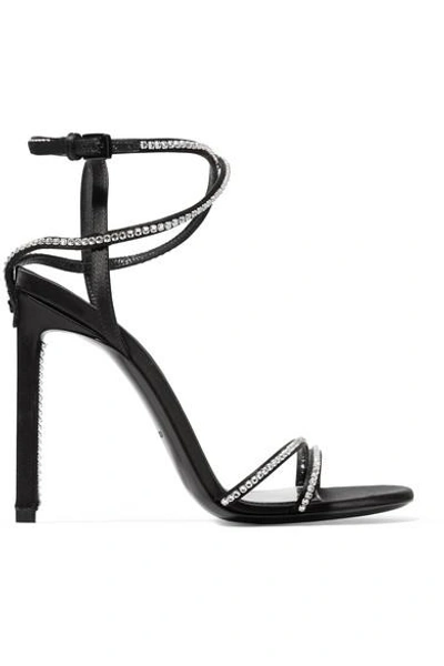 Shop Tom Ford Crystal-embellished Satin Sandals In Black