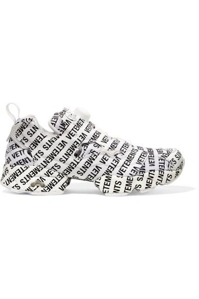 Shop Vetements Reebok Instapump Fury Logo-print Leather And Mesh Sneakers In White