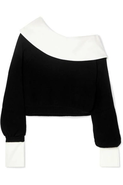 Shop Adeam Convertible Cashmere And Cotton-blend Sweater In Black
