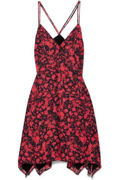 Shop Iro Soul Floral-print Twill Mini Dress In Red